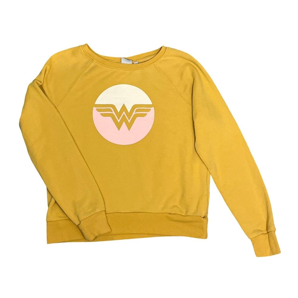 Junk Food Wonder Woman Vintage Retro Style Graphic Sweatshirt M Yellow Pullover